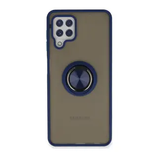 Galaxy A22 Kılıf Montreal Yüzüklü Silikon Kapak - Lacivert