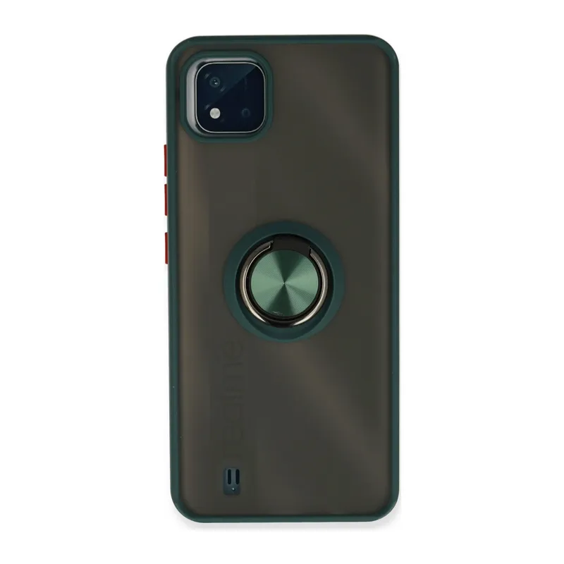 Realme C11 2021 Kılıf Montreal Yüzüklü Silikon Kapak - Yeşil