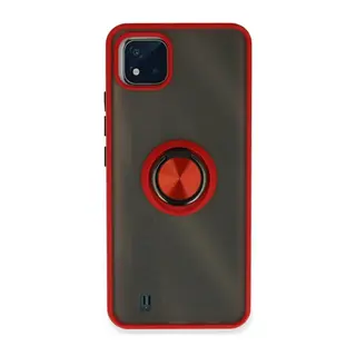 Realme C11 2021 Kılıf Montreal Yüzüklü Silikon Kapak - Kırmızı