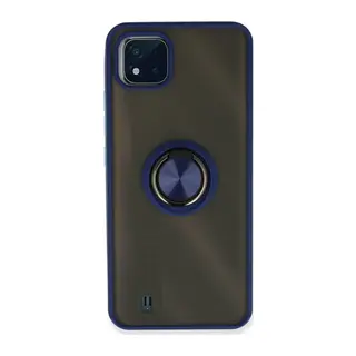 Realme C11 2021 Kılıf Montreal Yüzüklü Silikon Kapak - Lacivert