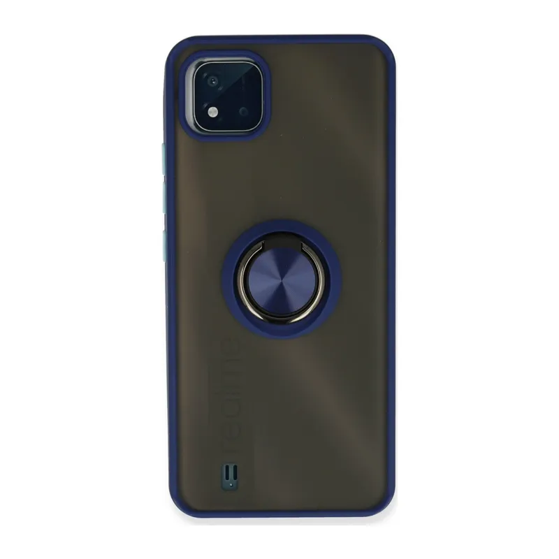 Realme C11 2021 Kılıf Montreal Yüzüklü Silikon Kapak - Lacivert