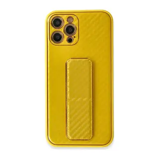 İphone 12 Pro Kılıf Coco Karbon Standlı Kapak - Sarı