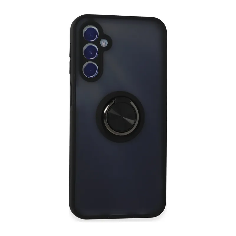 Galaxy M34 5g Kılıf Montreal Yüzüklü Silikon Kapak - Siyah