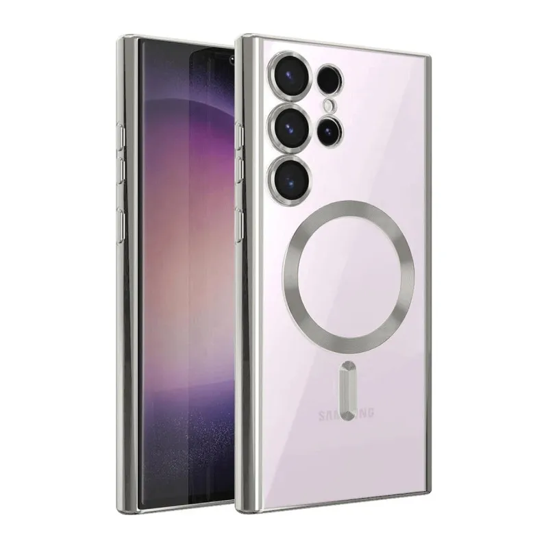 Galaxy S23 Ultra Kılıf Kross Magneticsafe Kapak - Gümüş