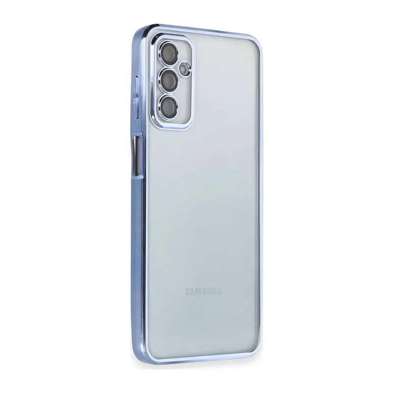 Galaxy M23 Kılıf Razer Lensli Silikon - Açık Mavi