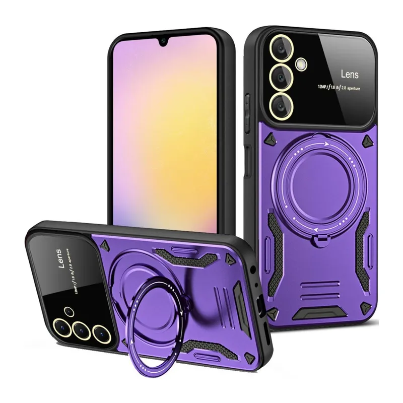 Galaxy S25 Plus Kılıf Joy Lens Standlı Kapak - Mor