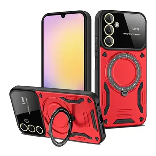 Galaxy S25 Plus Kılıf Joy Lens Standlı Kapak - Kırmızı