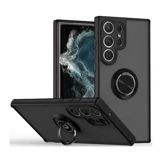 Galaxy S25 Ultra Kılıf Montreal Yüzüklü Silikon Kapak - Siyah