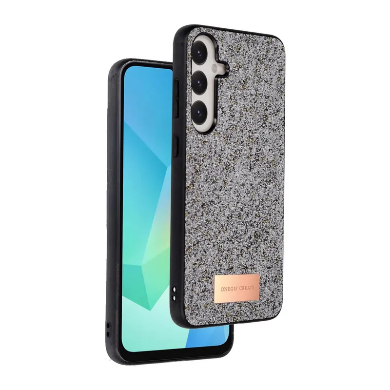 Onegif Galaxy A56 Bright Simli Kapak - Gümüş