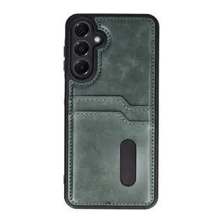 Galaxy A36 Kılıf Sara Kartvizitli Deri Kılıf - Koyu Yeşil