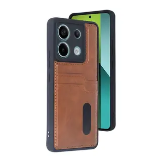 Xiaomi Redmi Note 13 Pro 4g Kılıf Sara Kartvizitli Deri Kılıf - Taba