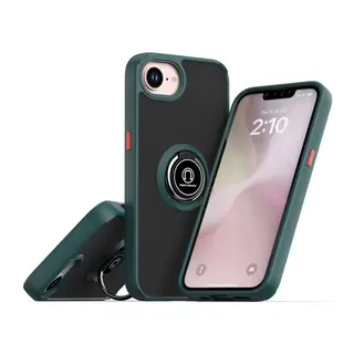 İphone 16e Kılıf Montreal Yüzüklü Silikon Kapak - Yeşil