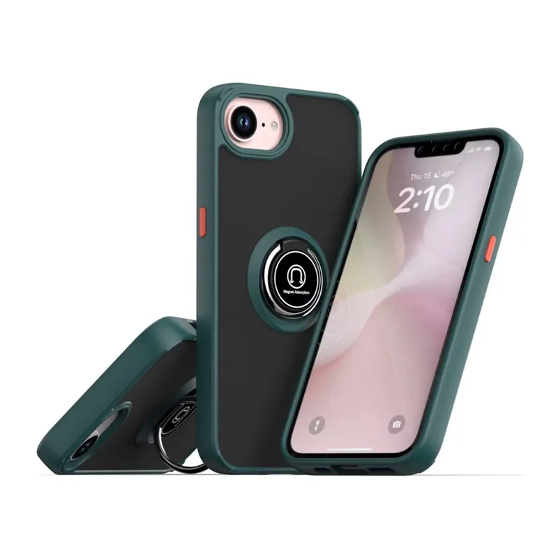 İphone 16e Kılıf Montreal Yüzüklü Silikon Kapak - Yeşil