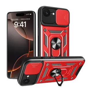 İphone 16e Kılıf Pars Lens Yüzüklü Silikon - Kırmızı