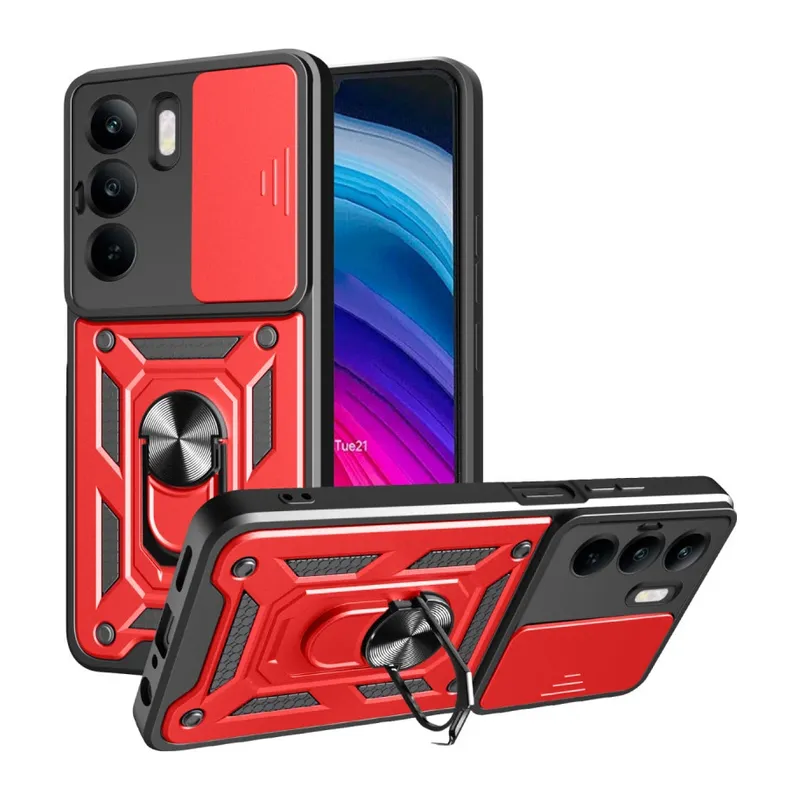 Realme C75 4g Kılıf Pars Lens Yüzüklü Silikon - Kırmızı