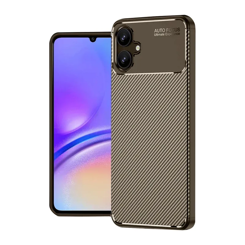 Galaxy A06 Kılıf Auto Focus Karbon Kapak - Kahverengi