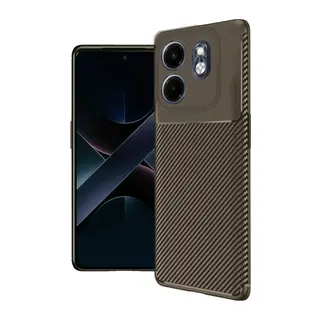 İnfinix Smart 9 Kılıf Auto Focus Karbon Kapak - Kahverengi