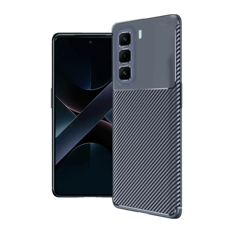 İnfinix Hot 50 4g Kılıf Auto Focus Karbon Kapak - Lacivert
