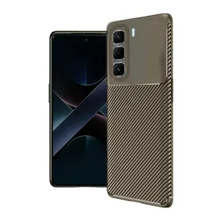 İnfinix Hot 50 4g Kılıf Auto Focus Karbon Kapak - Kahverengi