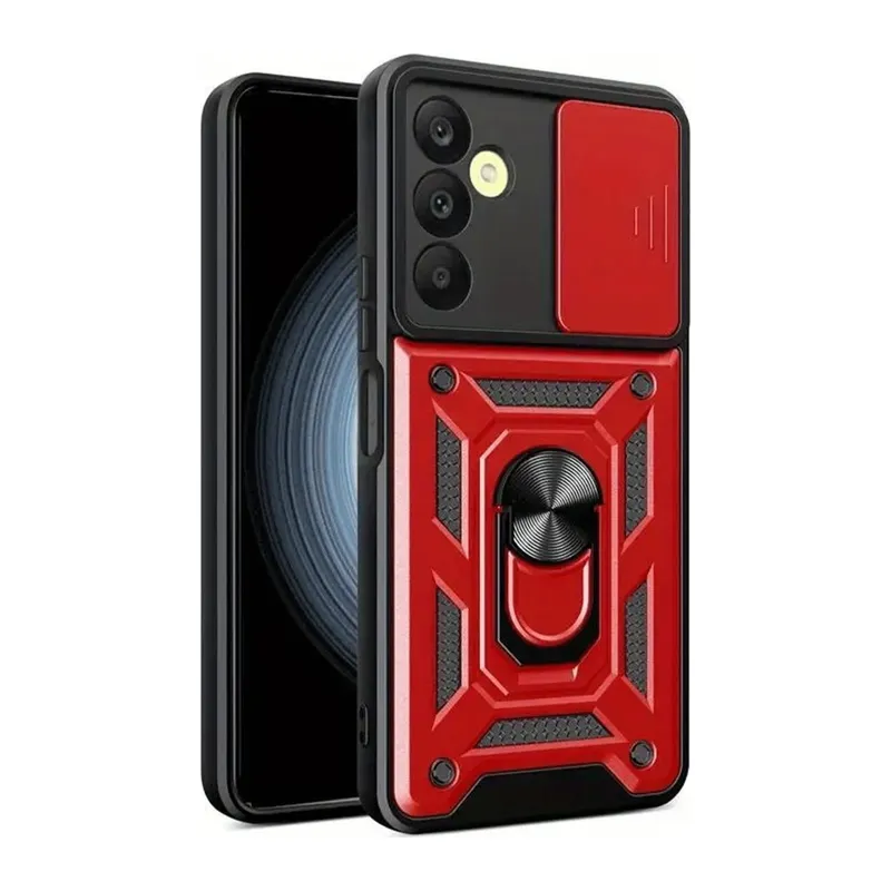 Galaxy S24 Fe Pars Lens Yüzüklü Silikon - Kırmızı