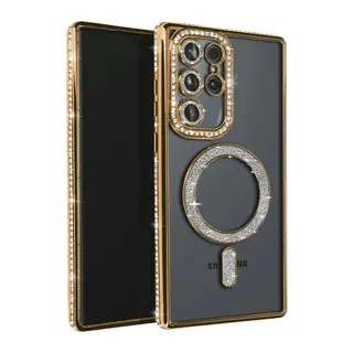 Galaxy S23 Ultra Joke Simli Magneticsafe Kılıf - Gold