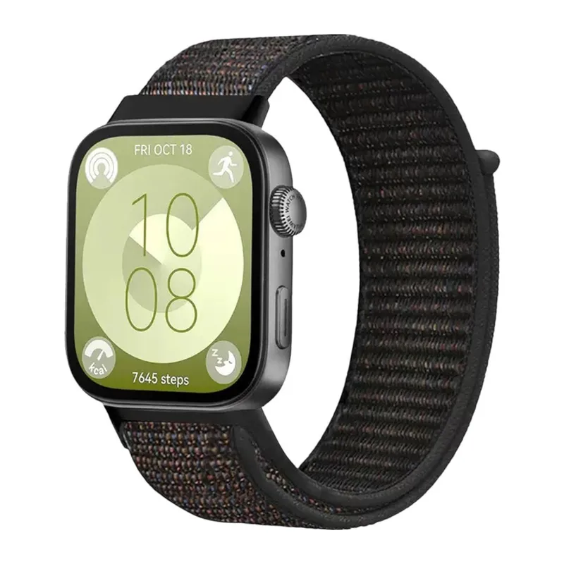 Huawei Fit 4 Hasırlı Cırtcırtlı Kordon (saat Değildir) - Siyah
