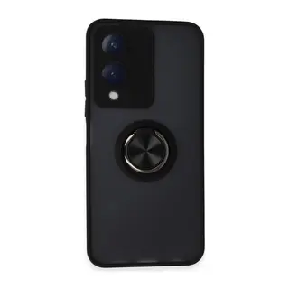 Vivo Y17s Kılıf Montreal Yüzüklü Silikon Kapak - Siyah