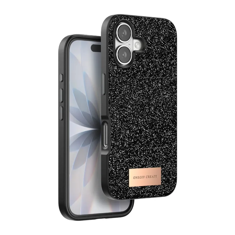 Onegif İphone 17 Bright Simli Kapak - Siyah