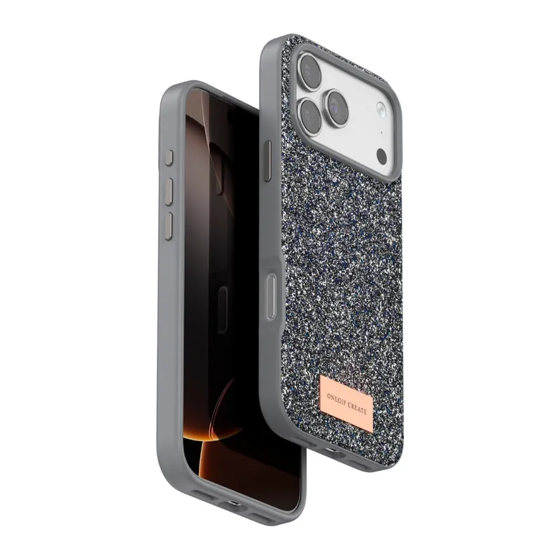 Onegif İphone 17 Pro Bright Simli Kapak - Gümüş