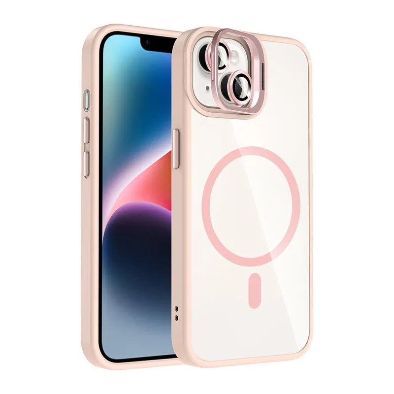 Joko İphone 13 Remim Lensli Magsafe Standlı Kapak - Pembe