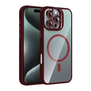 Joko İphone 16 Pro Remim Lensli Magsafe Standlı Kapak - Bordo