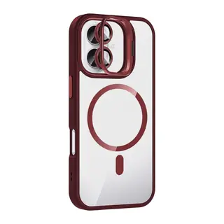 Joko İphone 17 Remim Lensli Magsafe Standlı Kapak - Bordo