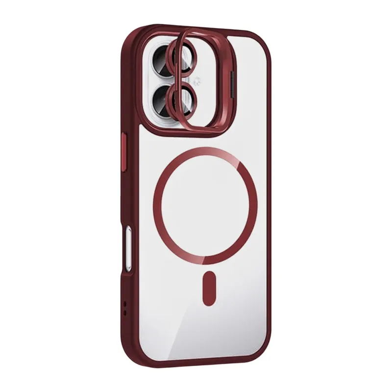 Joko İphone 17 Remim Lensli Magsafe Standlı Kapak - Bordo