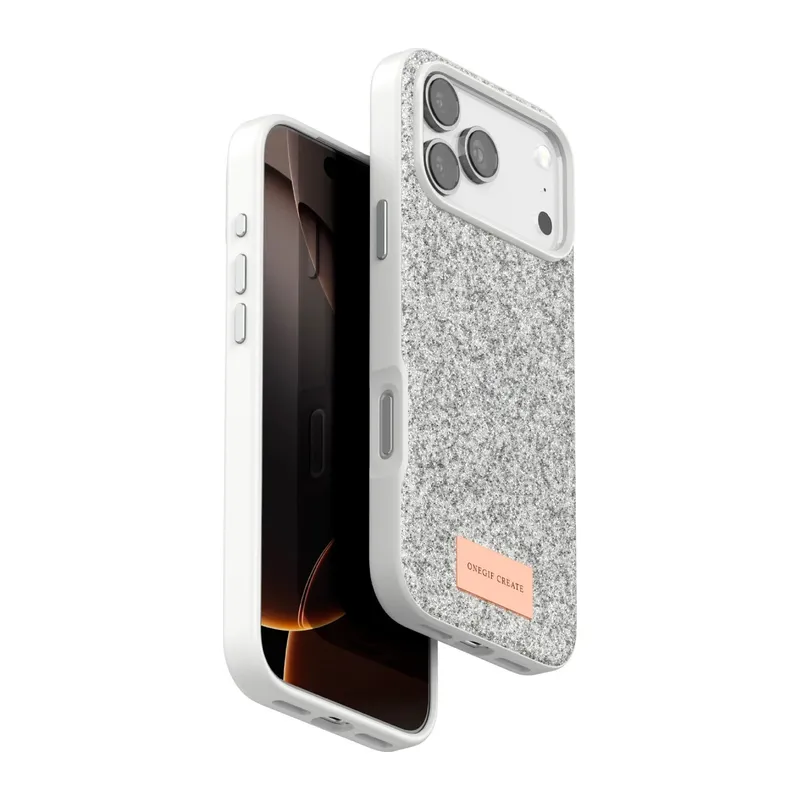 Onegif İphone 17 Pro Bright Simli Kapak - Beyaz