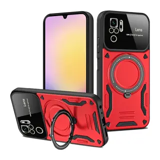 Xiaomi Redmi Note 10s Kılıf Joy Lens Standlı Kapak - Kırmızı