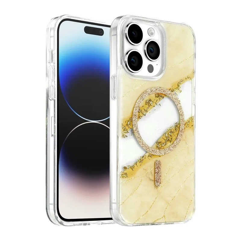 Onegif İphone 14 Pro Max Lotus Simli Magsafe Kapak - Gümüş