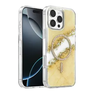 Onegif İphone 16 Pro Max Lotus Simli Magsafe Kapak - Gümüş