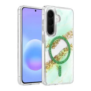 Onegif Galaxy A56 Lotus Simli Magsafe Kapak - Yeşil
