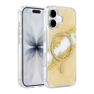 Onegif İphone 17 Lotus Simli Magsafe Kapak - Gümüş