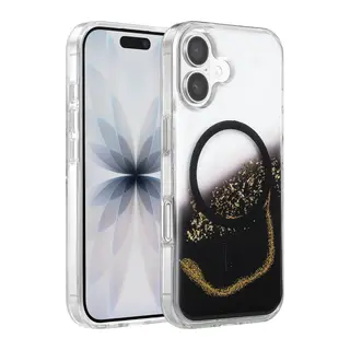 Onegif İphone 17 Lotus Simli Magsafe Kapak - Siyah