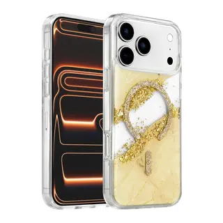 Onegif İphone 17 Pro Max/18 Pro Max Lotus Simli Magsafe Kapak - Gümüş