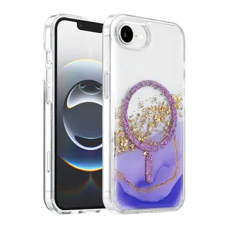 Onegif İphone 17e Lotus Simli Magsafe Kapak - Mor