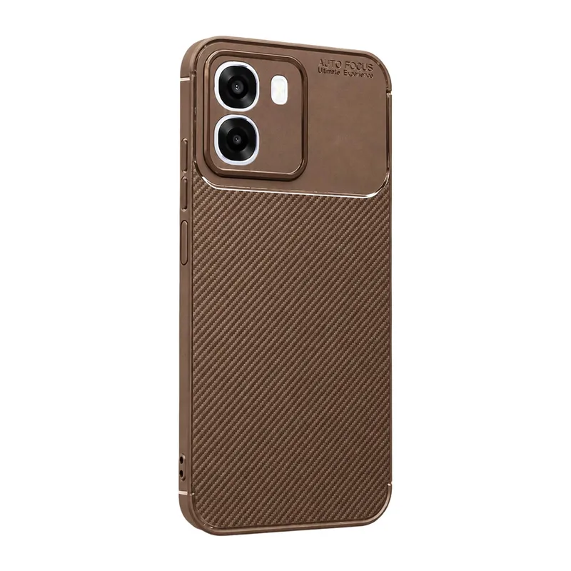 Oppo Oppo A6t 5g Auto Focus Karbon Kapak - Kahverengi