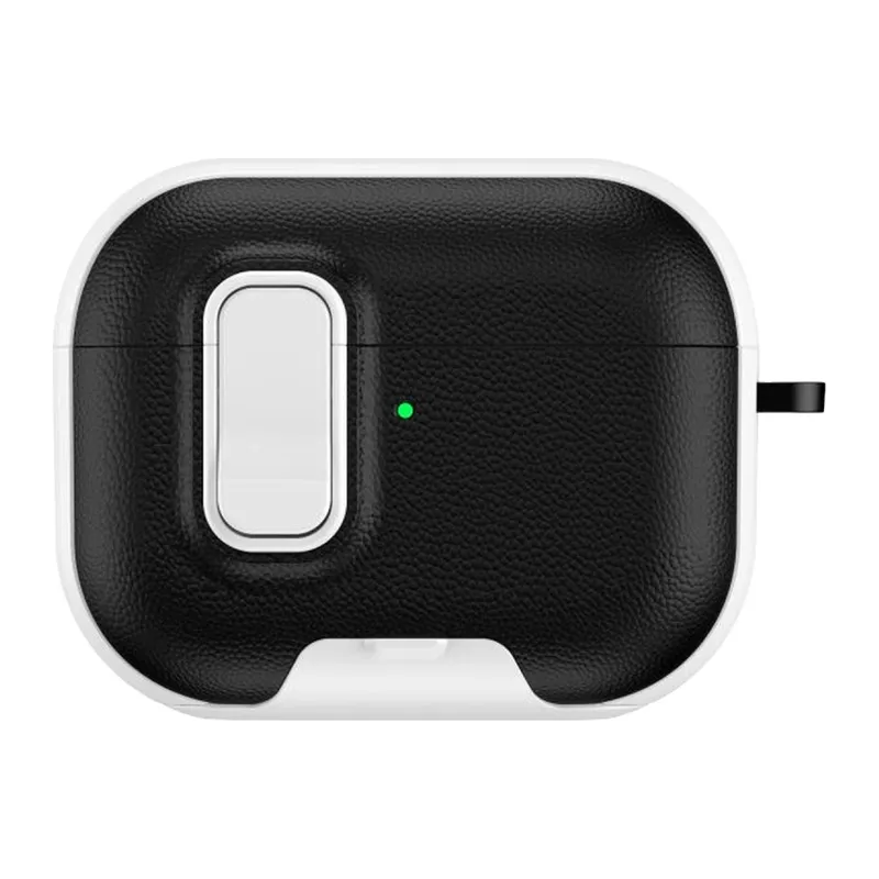 Airpods Pro 3 (3.nesil) Rova Deri Kılıf - Siyah-beyaz