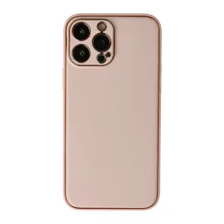 İphone 13 Pro Kılıf Coco Deri Silikon Kapak - Pudra