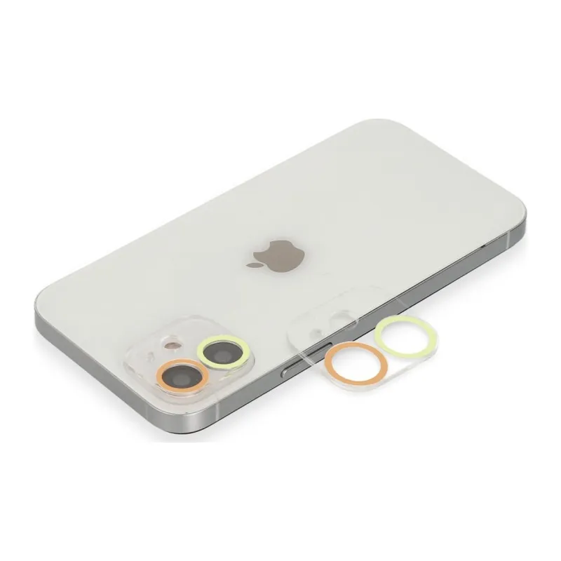 İphone 11 Renkli Kamera Lens Koruma Cam - Sarı-turuncu