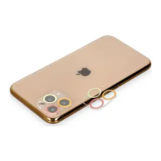 İphone 11 Pro Renkli Kamera Lens Koruma Cam - Turuncu-kırmızı