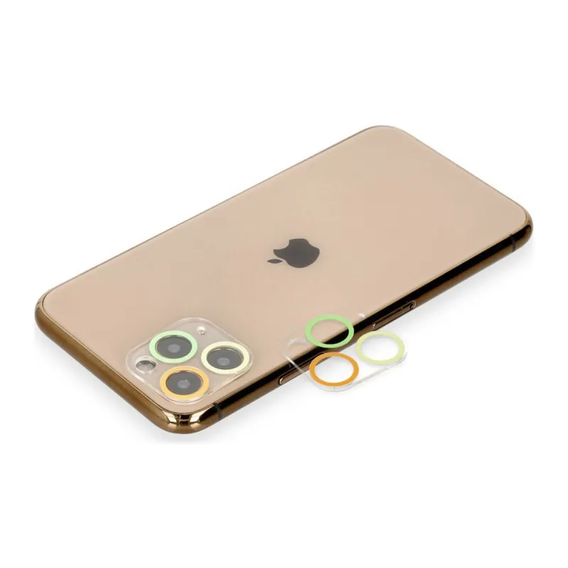 İphone 11 Pro Max Renkli Kamera Lens Koruma Cam - Sarı-turuncu