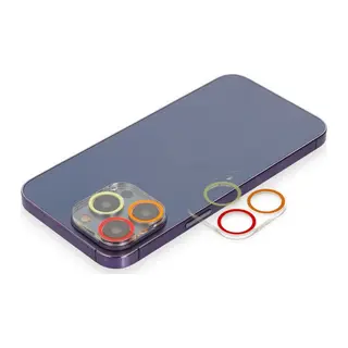 İphone 12 Pro Renkli Kamera Lens Koruma Cam - Turuncu-kırmızı