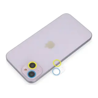 İphone 13 Renkli Kamera Lens Koruma Cam - Sarı-mavi